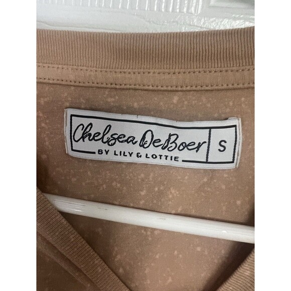 Chelsea Deboer Women's Brindle Distressed Tee Brown Beige Size Small - Picture 6 of 8
